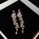 Sterling Silver Needle Flower Geometric Zircon Tassel Earrings Luxury Niche Designer Ear Ornaments