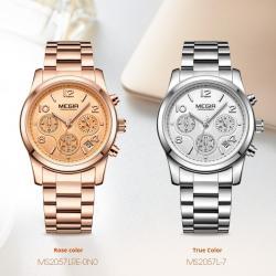 Ladys Multifunctional Chronograph Calendar Steel Band Quartz Watch