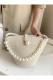 Women White Shoulder Bag With Pearl Design Elegant Baguette Handbag