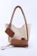 Cream Tan SHK108 Faux Leather Women Hand And Shoulder Bag With Wallet And Makeup Bag