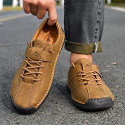 Large-size Mens Short Boots With Hand-stitched Detailing