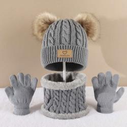Childrens Hat Scarf Gloves Three-piece Set