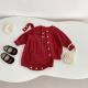 Infant Womens Sweater Hand-hook Bubble Ball Knitted Romper And Coat Two-piece Set