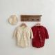 Infant Womens Sweater Hand-hook Bubble Ball Knitted Romper And Coat Two-piece Set