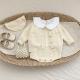 Infant Womens Sweater Hand-hook Bubble Ball Knitted Romper And Coat Two-piece Set