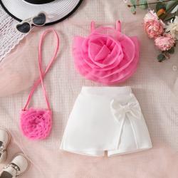 Girls 3D Flower Pulling Strap Set