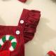 Infant And Toddler Red Christmas Embroidered Winged Triangle Romper