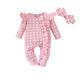Cute Girl Baby Plaid Long-sleeved Romper