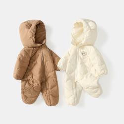 baby-solid-color-cartoon-print-hooded-down-jumpsuit