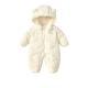 Baby Solid Color Cartoon Print Hooded Down Jumpsuit