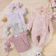 Girls Suit Ruffled Striped Long-sleeved One-piece Trousers