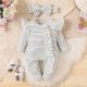 Girls Suit Ruffled Striped Long-sleeved One-piece Trousers