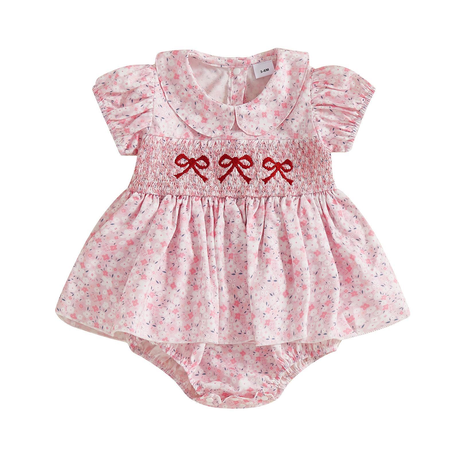 Infant Toddler Summer Peter Pan Collar Short Sleeve Romper