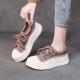 Womens Fashion Full Grain Cow Leather Lace-up Casual Shoes