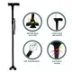 Gehstock Mit LED Licht Und Alarm Verstellbare Armlehne Cane Klappstock Gehhilfe