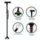 Gehstock Mit LED Licht Und Alarm Verstellbare Armlehne Cane Klappstock Gehhilfe