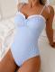 Womens Striped Printed Open-Back One-Piece Swimsuit