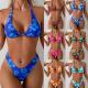 Sexy Triangle Two-Piece Bikini Printed Swimsuit Women