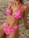 Sexy Triangle Two-Piece Bikini Printed Swimsuit Women