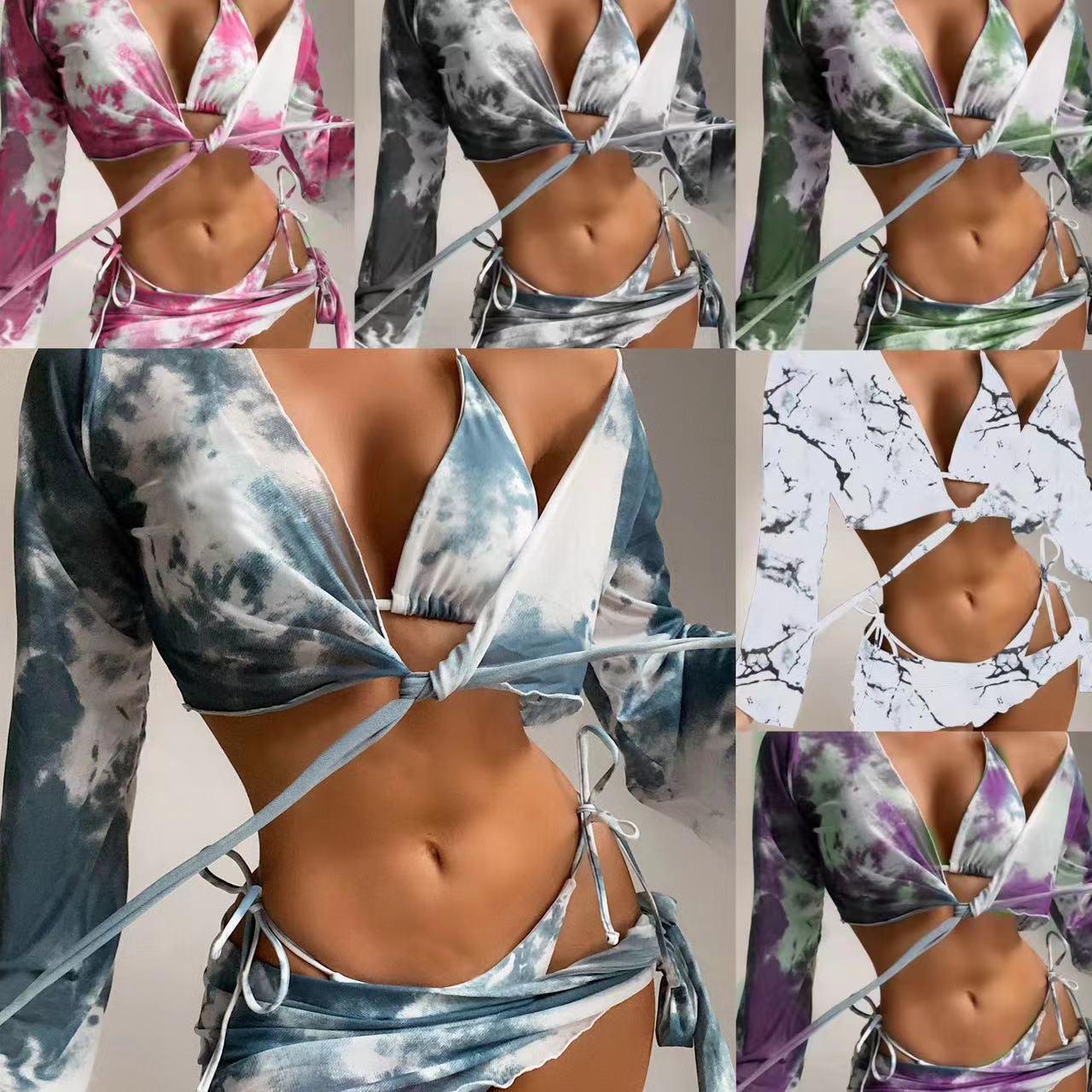 New Style Tie-Dye Sexy Four-Piece Split Swimsuit Bikini
