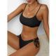 Solid-color Halter Split Swimsuit With A Sporty Vibe
