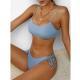 Solid-color Halter Split Swimsuit With A Sporty Vibe