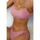 Solid-color Halter Split Swimsuit With A Sporty Vibe