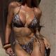 Leopard-print Beach Sun-protection Mesh Skirt, Stylish And Sexy Three-piece Bikini Set