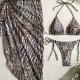 Leopard-print Beach Sun-protection Mesh Skirt, Stylish And Sexy Three-piece Bikini Set