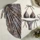 Leopard-print Beach Sun-protection Mesh Skirt, Stylish And Sexy Three-piece Bikini Set