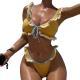 Sexy Solid-Color Strappy Swimsuit Womens Two-Piece Bikini