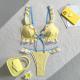 Sexy Solid-Color Strappy Swimsuit Womens Two-Piece Bikini