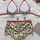 Necklace-Strap Leopard-Print Bikini Swimsuit