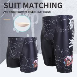 National Style Lion Series Cool Black Mens Swimming Trunks