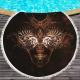 Round beach towel with colorful feathers and tassels