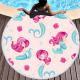Cartoon pink mermaid microfiber round beach towel