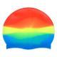 Silicone Swimming Cap Gradient Color Blocking Waterproof Printing
