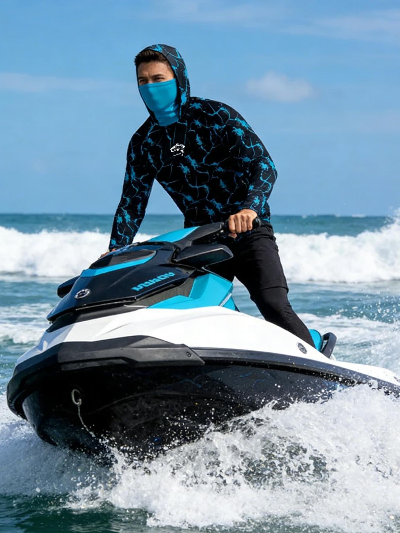 Fishing Hoodie Sailing Shirt Surfing Face Cover Neck Summer Men Long Sleeve Hunting Jersey Camisa De Pesca Performance Fish Gear Beach Tops Wear Climbing Uniform Angling