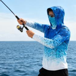 Fishing Hoodie Sailing Shirt Surfing Face Cover Neck Summer Men Long Sleeve Hunting Jersey Camisa De Pesca Performance Fish Gear Beach Tops Wear Climbing Uniform Angling