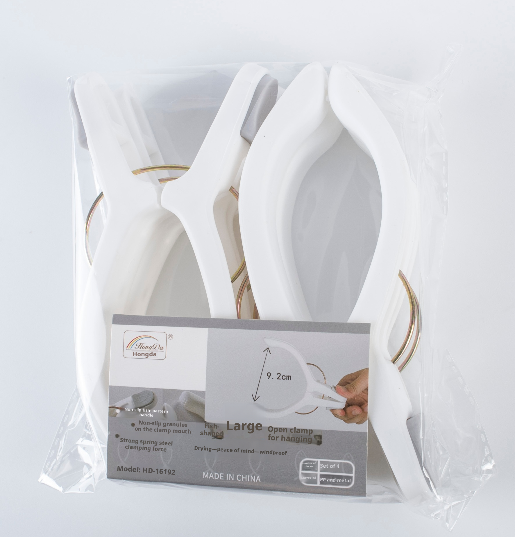 Fish-shaped opening clip-white-pp-16*4.5*8cm-4 pcs-1 pack - Option1