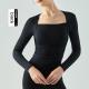 Fake Two-piece Yoga Clothes Long Sleeve Semi-fixed Water Drop Cup Pleating Slim Fit Sports T-shirt