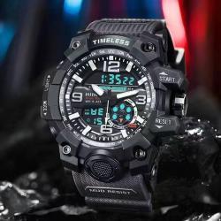 Mens Waterproof Sports Electronic Watch Dual Display Large