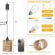 A Hanging Lamp With A 4-cell AA Battery Compartment And Bamboo Frame