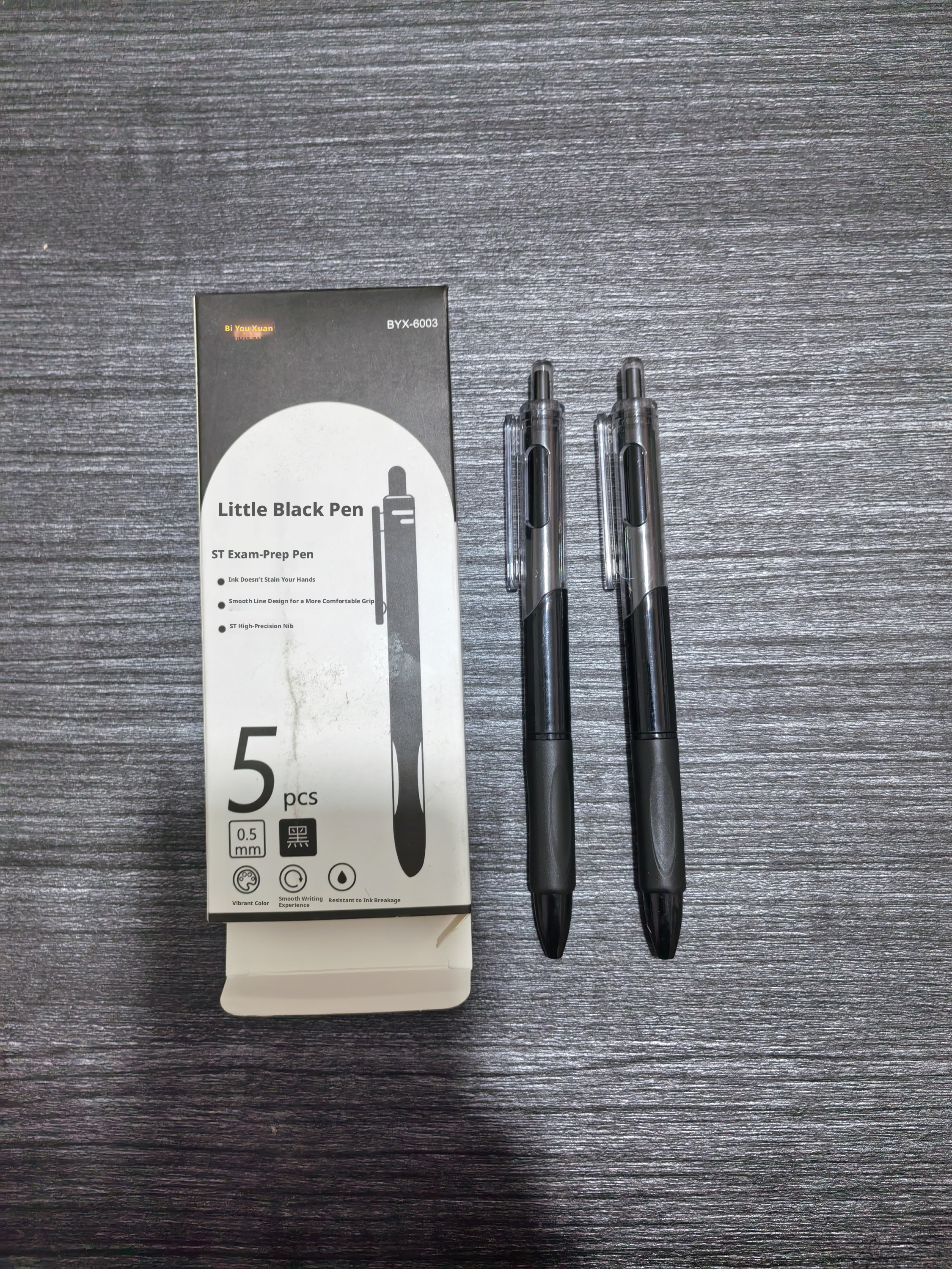 Quick-dry gel pen-ST nib-black-0.5mm-5 sticks-1 box - Option1