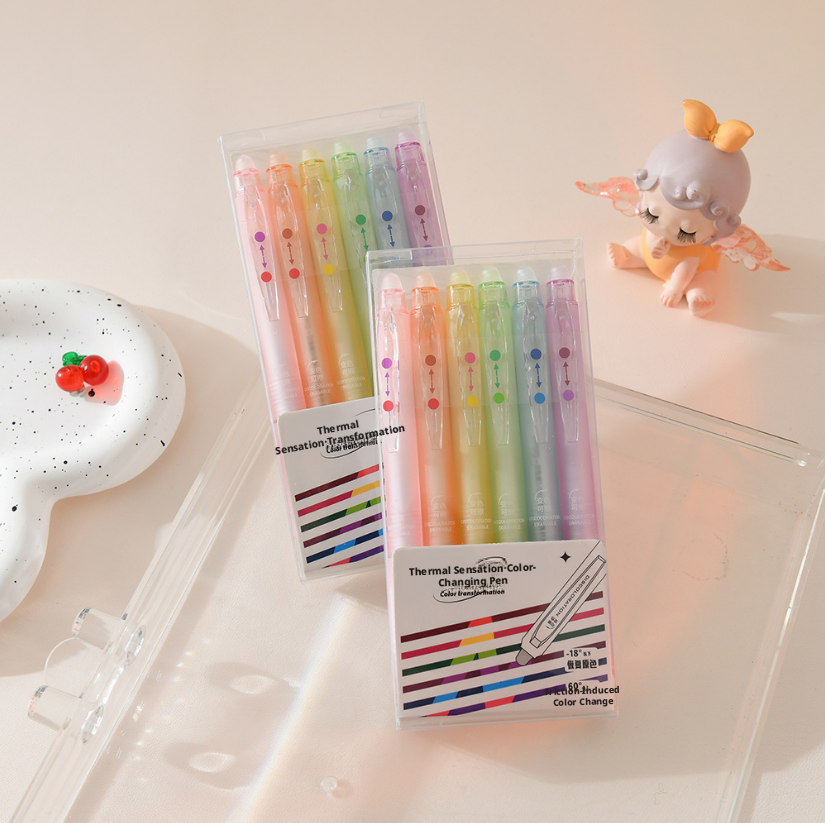 Erasable temperature-sensitive color changing pen-mixed color model-0.5mm-6 pieces-1 box - Option1