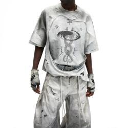 Asymmetric Distressed Loose Short-Sleeve T-Shirt