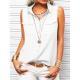 Solid-color Lapel-collar Loose-fit Sleeveless Top With Pockets