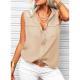 Solid-color Lapel-collar Loose-fit Sleeveless Top With Pockets
