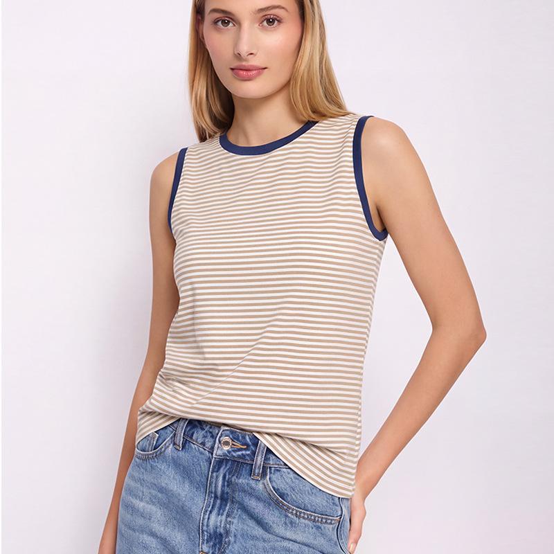 Fashionable Striped Sleeveless Vest Womens Top