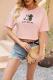 Floral And Animal Embroidery T-Shirt Short Casual Top For Women